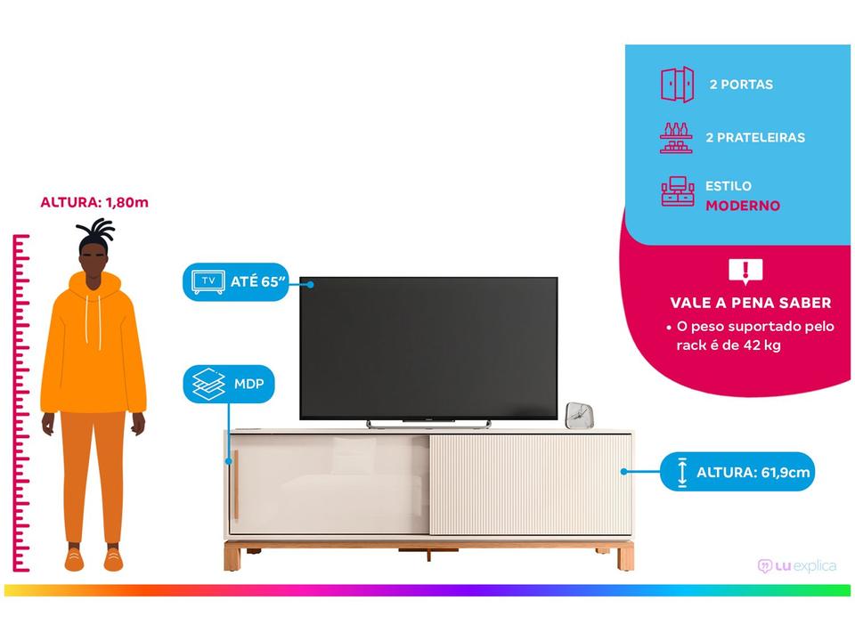 Rack para TV até 65” 2 Portas Caemmun Mondrian - 1