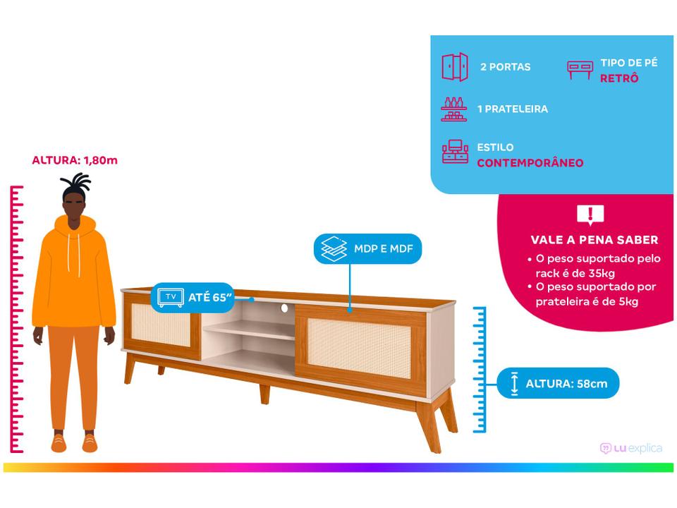 Rack para TV até 65" 2 Portas EDN Móveis Andros - 1