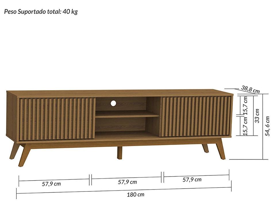 Rack para TV Até 65" 2 Portas Olivar Móveis Fox - 2