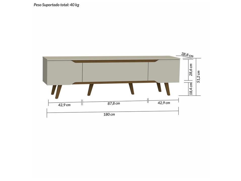 Rack para TV Até 65" 3 Portas Olivar Móveis Shop - 2
