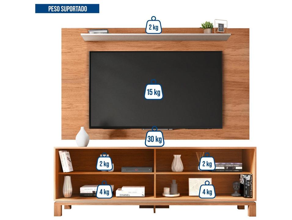 Rack para TV Ate 65” com Painel Suspenso 2 Portas Caemmun Flor - 3