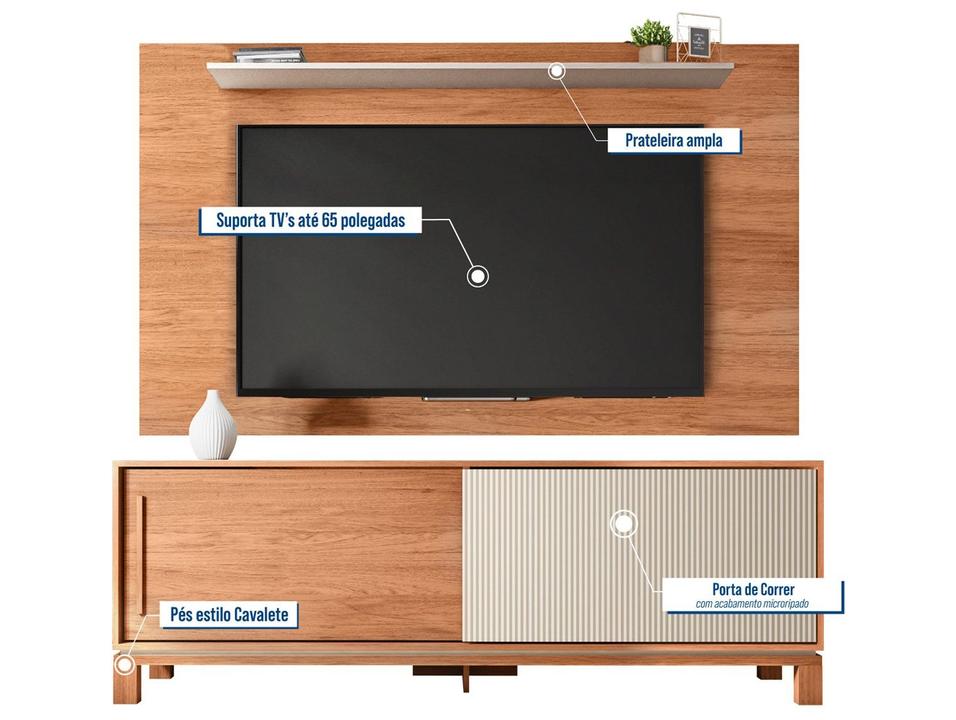 Rack para TV Ate 65” com Painel Suspenso 2 Portas Caemmun Flor - 1