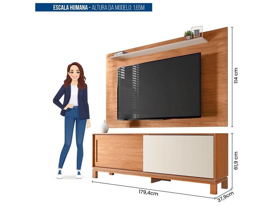 Rack para TV Ate 65” com Painel Suspenso 2 Portas Caemmun Flora - 2