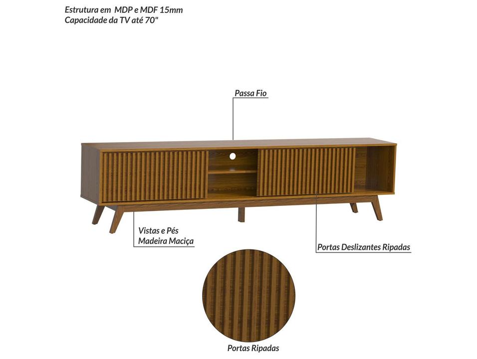 Rack para TV Até 70" 2 Portas Olivar Móveis Fox - 1