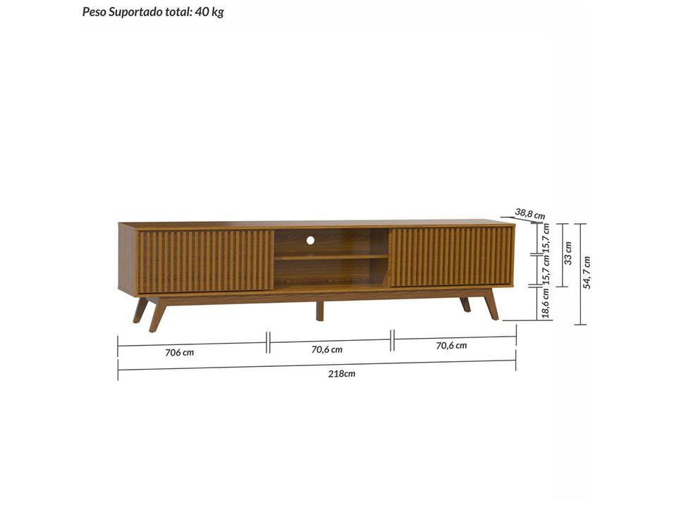 Rack para TV Até 70" 2 Portas Olivar Móveis Fox - 2