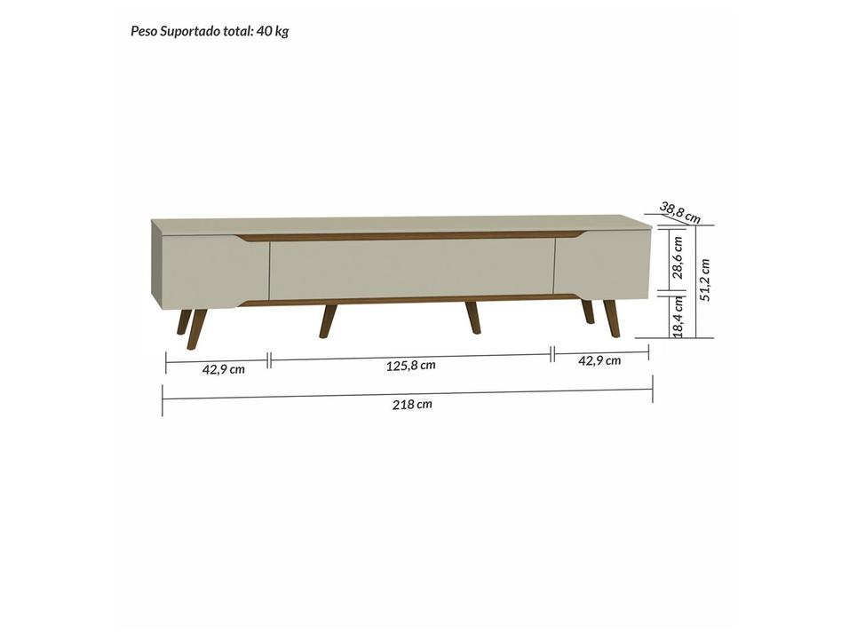 Rack para TV Até 70" 3 Portas Olivar Móveis Shop - 2