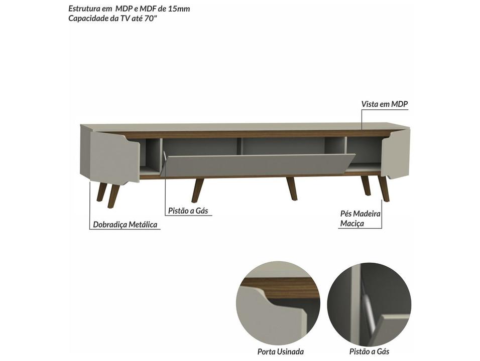 Rack para TV Até 70" 3 Portas Olivar Móveis Shop - 1