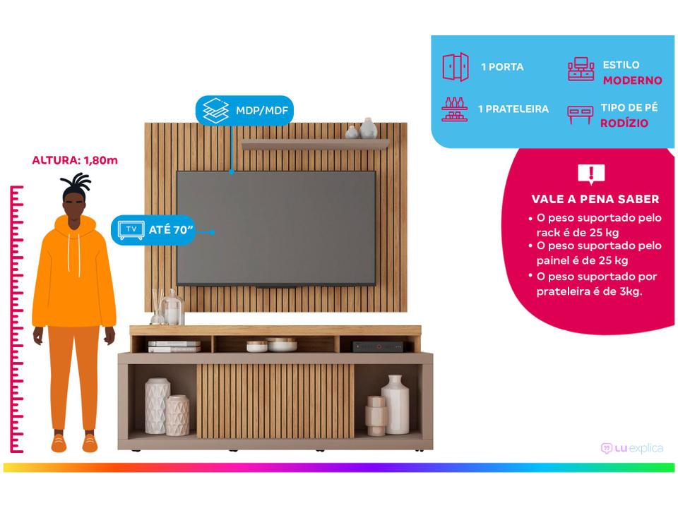Rack para TV até 70” com Painel 1 Porta Caemmun Aegon - 1
