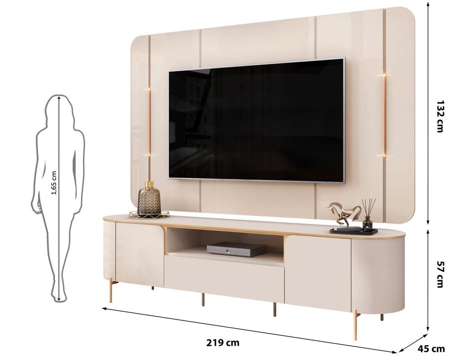 Rack para TV até 75" 1 Gaveta 2 Portas DJ Móveis Areta - 2