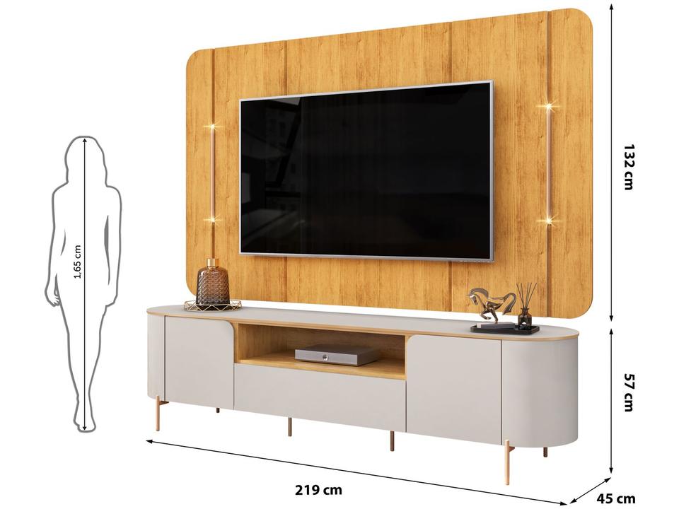 Rack para TV até 75" 1 Gaveta 2 Portas DJ Móveis Areta - 2