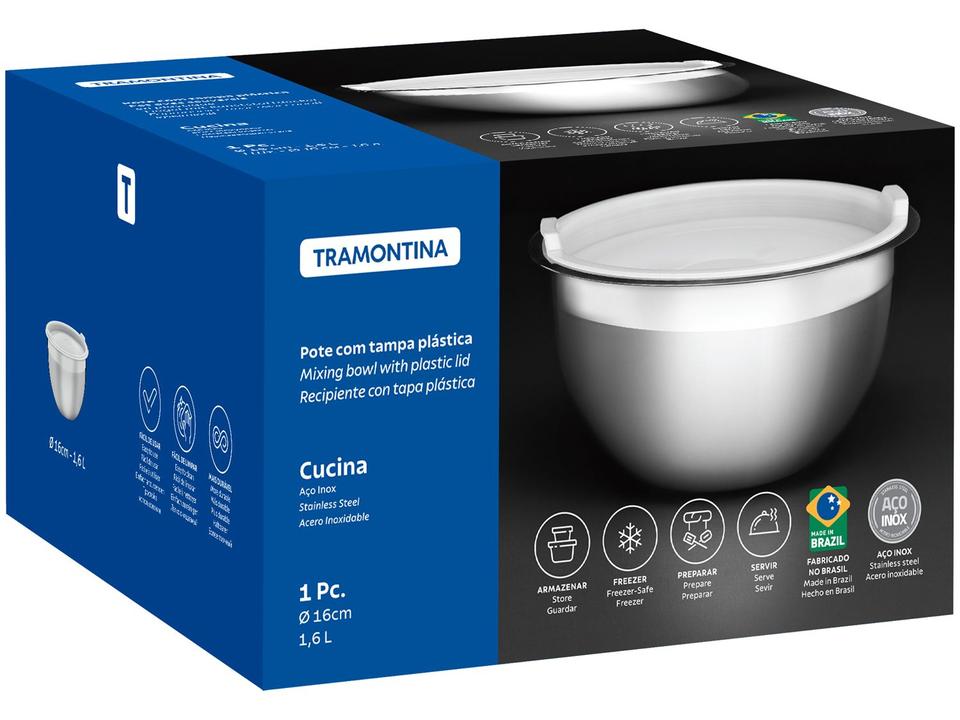 Recipiente Redondo em Inox 1,6 Litros c/ Tampa - 6