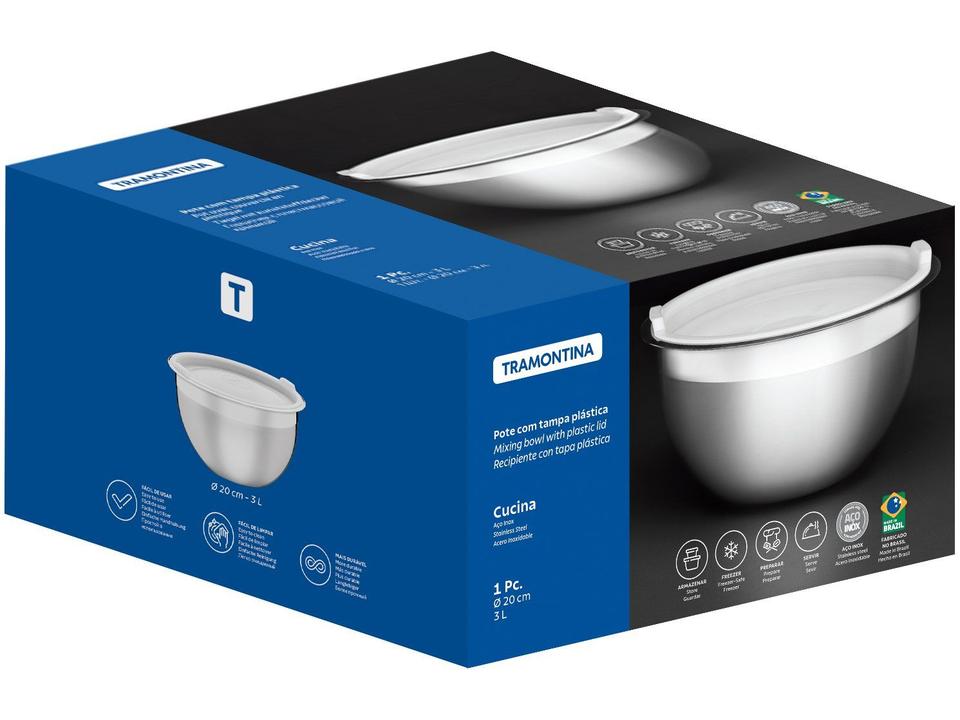 Recipiente Redondo em Inox 3L c/ Tampa Tramontina 61228/200 - 6