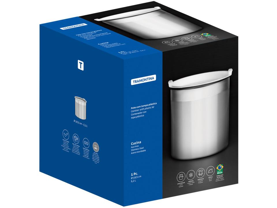 Recipiente Redondo em Inox 5,28 Litros Tramontina 61227/180 - 5
