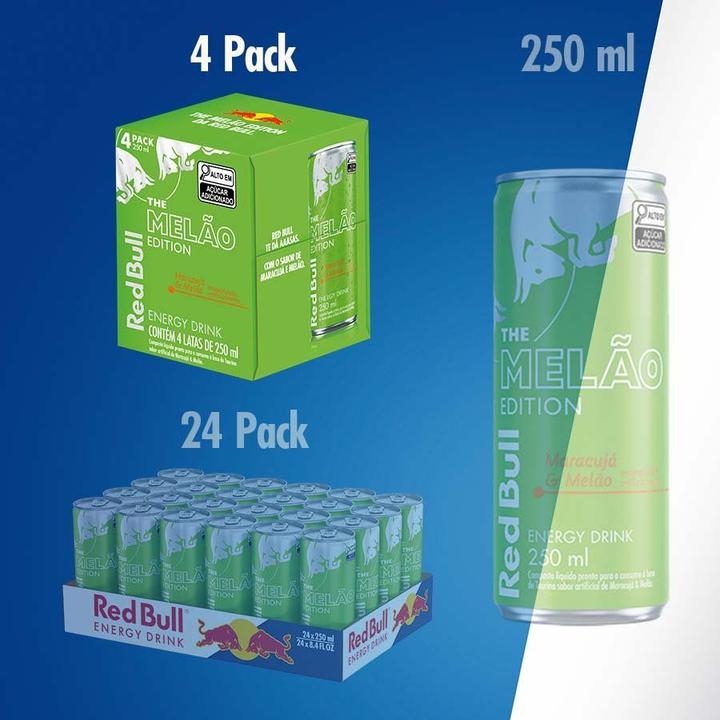 Red Bull Energético Maracujá e Melão 250ml 4 latas - Shopping Azul