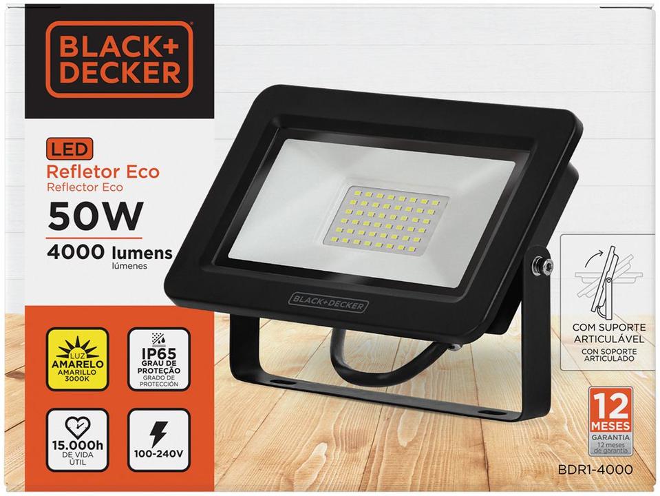 Refletor LED 50W 3000K IP65 Amarela Black+ Decker - Eco - 1