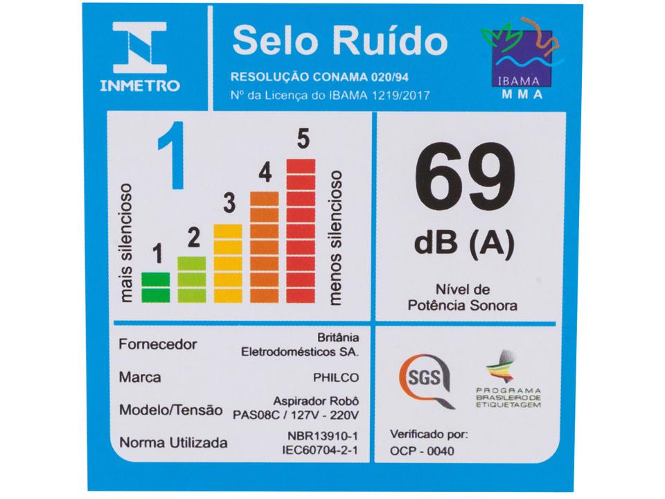 Robô Aspirador de Pó Philco 0,6W - 15