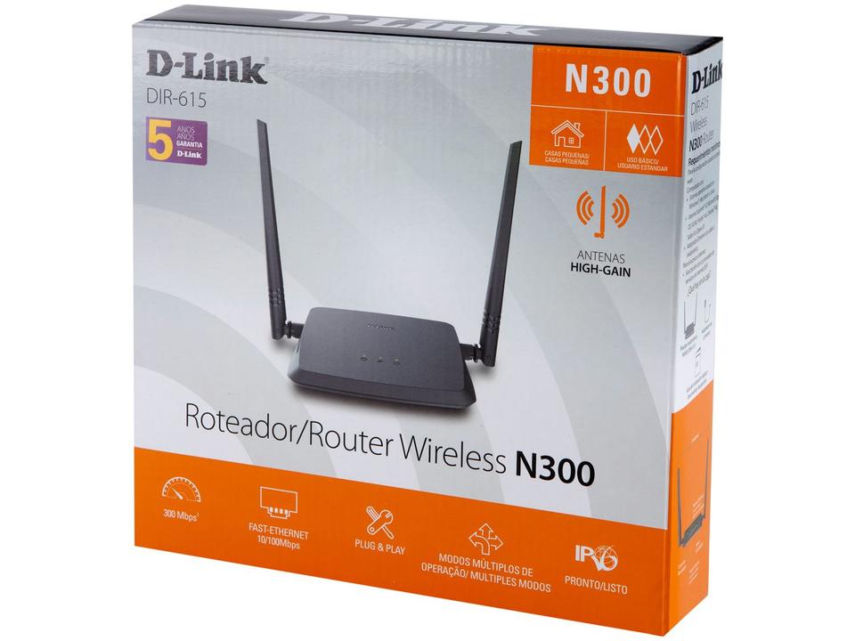Roteador D-Link DIR-615 300Mbps 2 Antenas - 5