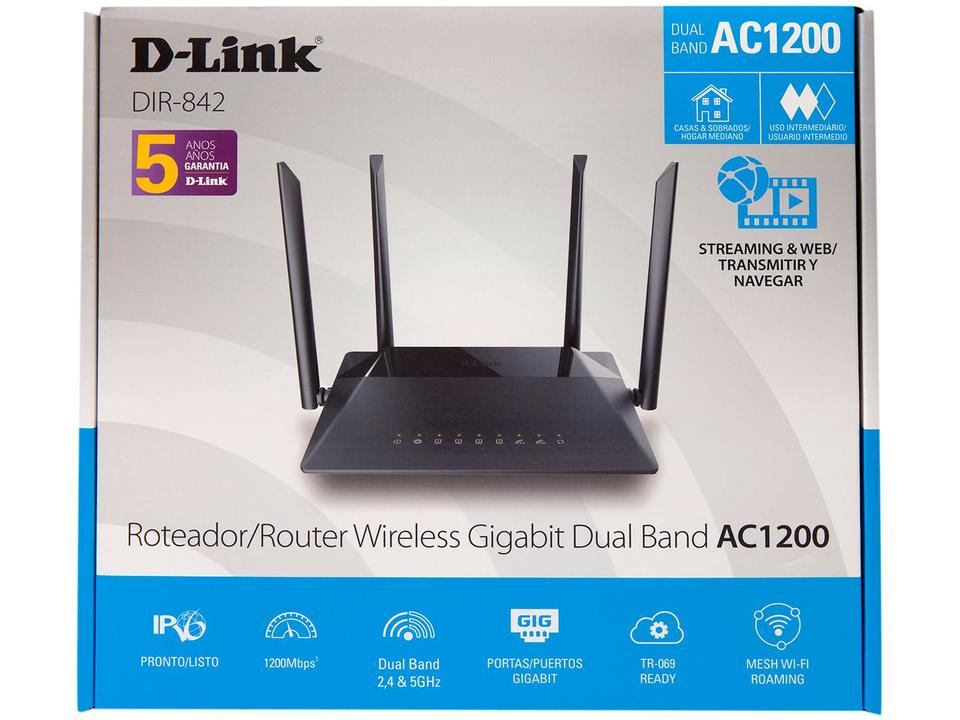 Roteador D-Link TR-069 1200Mbps 4 Antenas - 4 Portas - 9