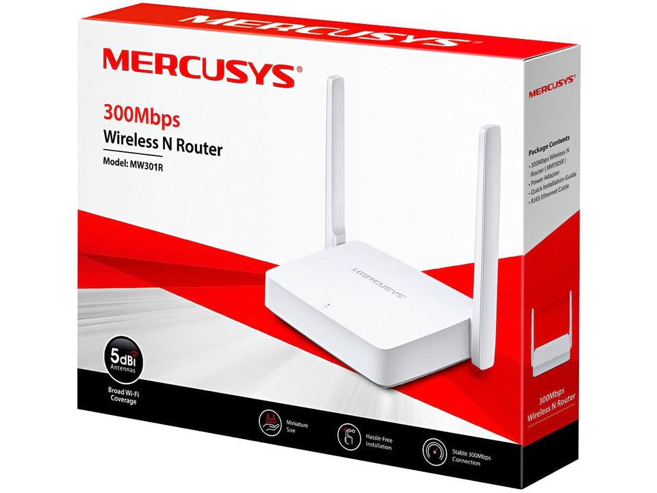 Roteador Wi-Fi Mercusys MW301R - 2 Antenas 2 Portas - 2