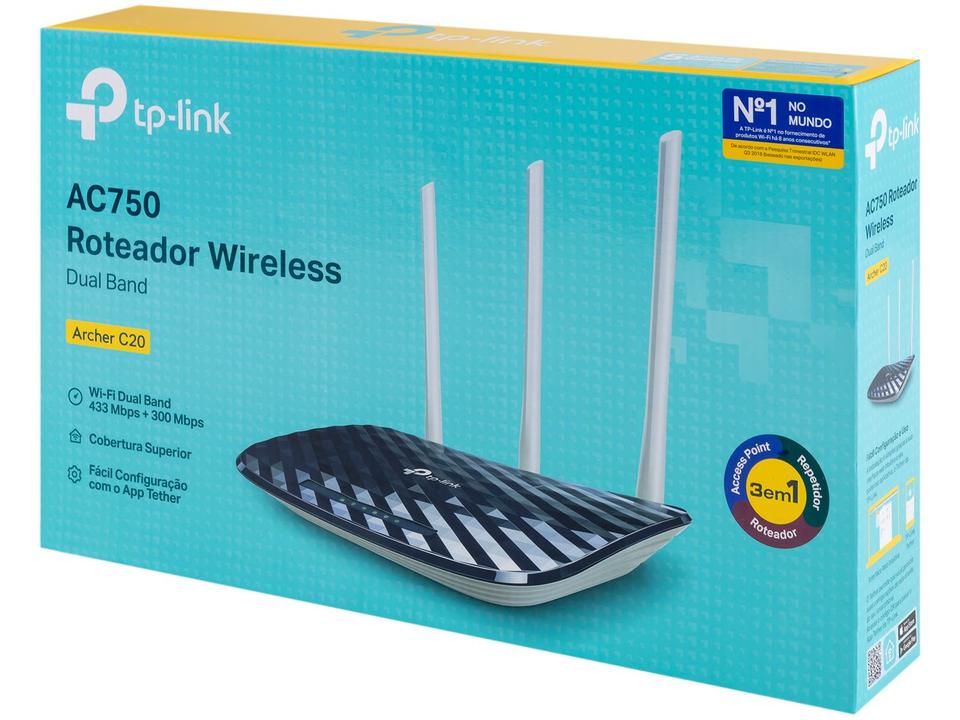 Roteador Wireless Tp-link Archer C20 733mbps 3 Antenas 4 Portas Dual Band - 5