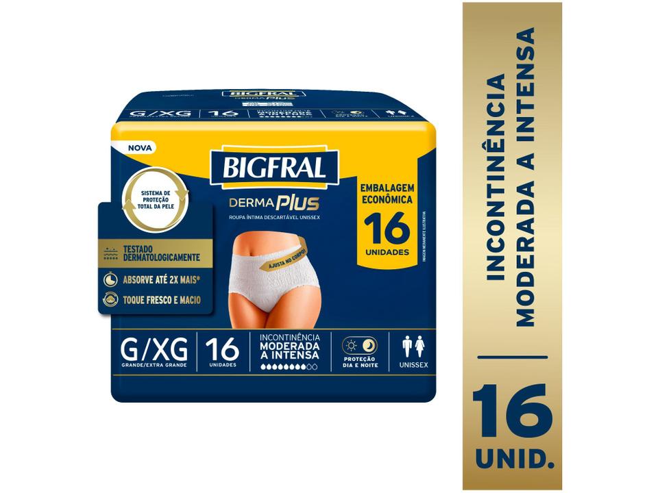 Roupa Íntima Descartável Bigfral G e XG Derma Plus 16 Unidades - 1