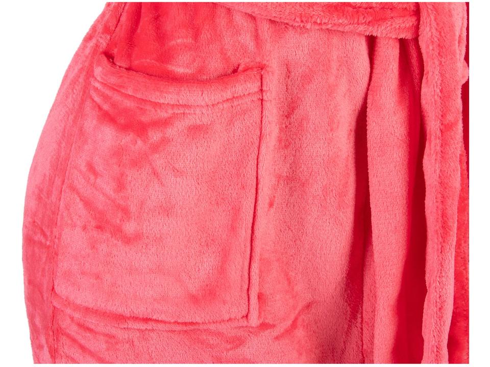 Roupão de Inverno de Microfibra Atlântica Pompom Framboesa com Capuz - 5