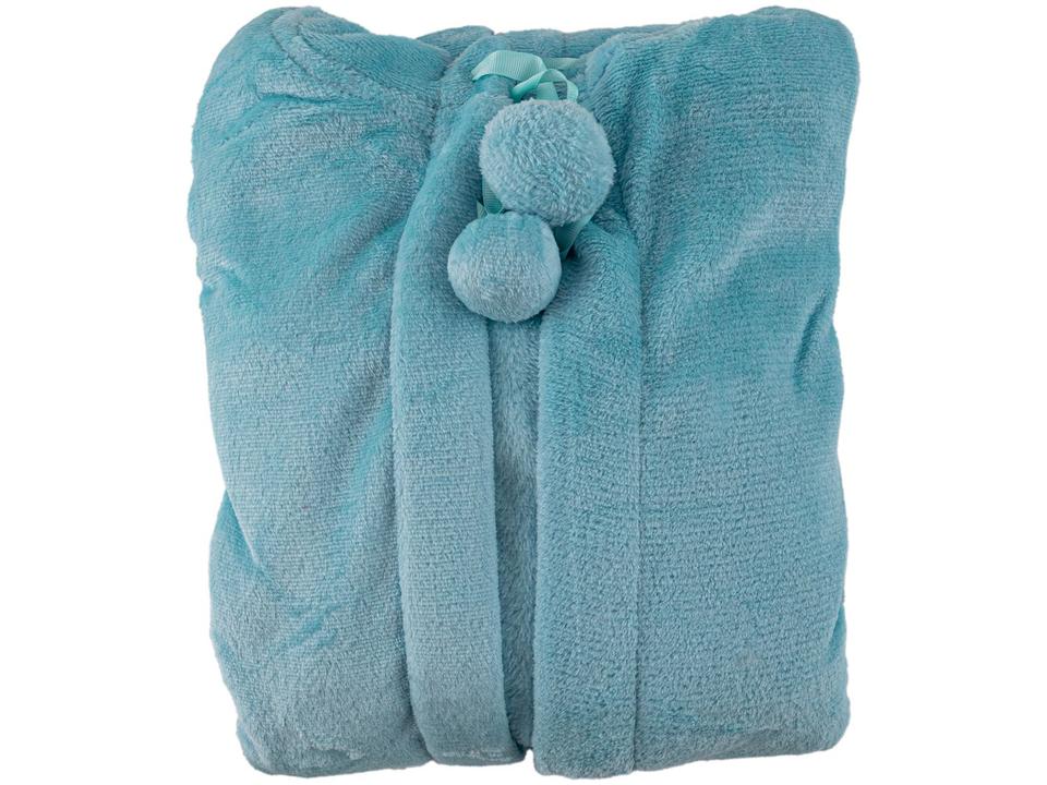 Roupão de Inverno de Microfibra Atlântica Pompom Verde com Capuz - 9