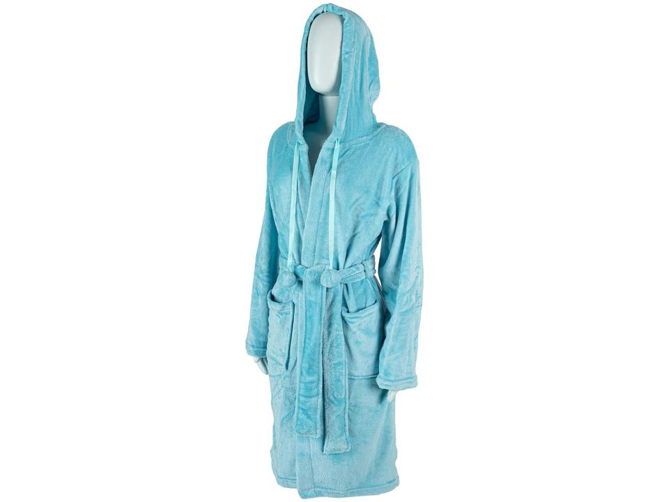 Roupão de Inverno de Microfibra Atlântica Pompom Verde com Capuz - 2