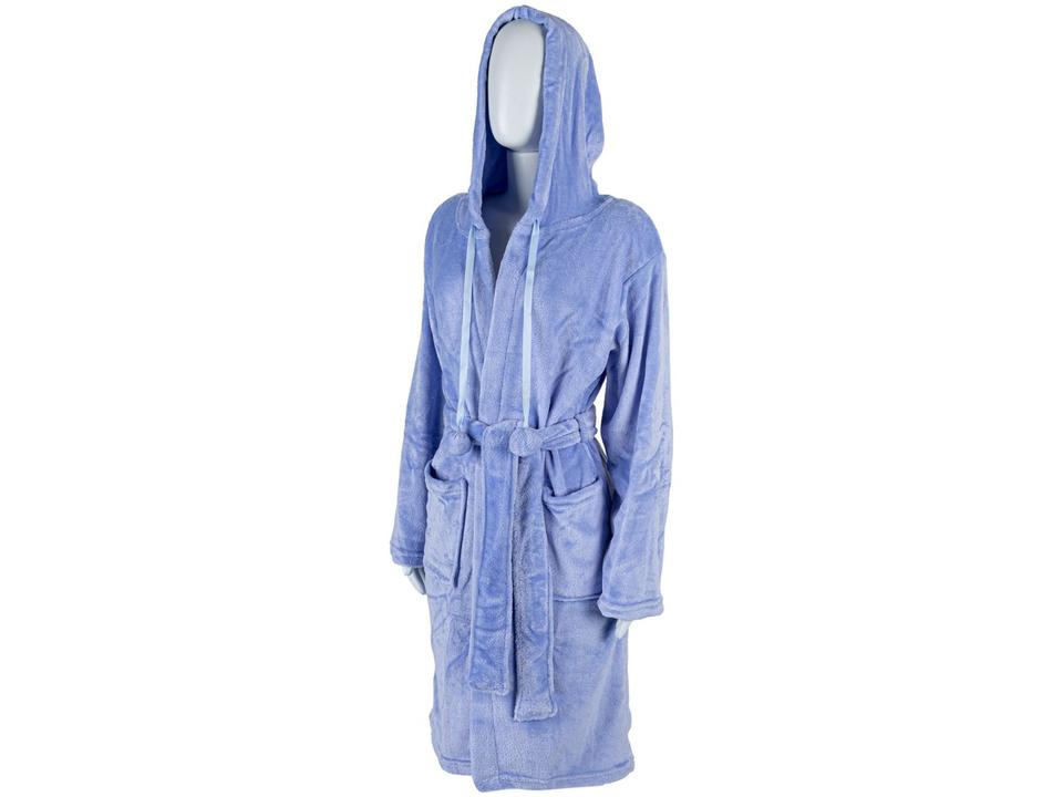 Roupão de Inverno de Microfibra Atlântica Pompom Violeta com Capuz - 1