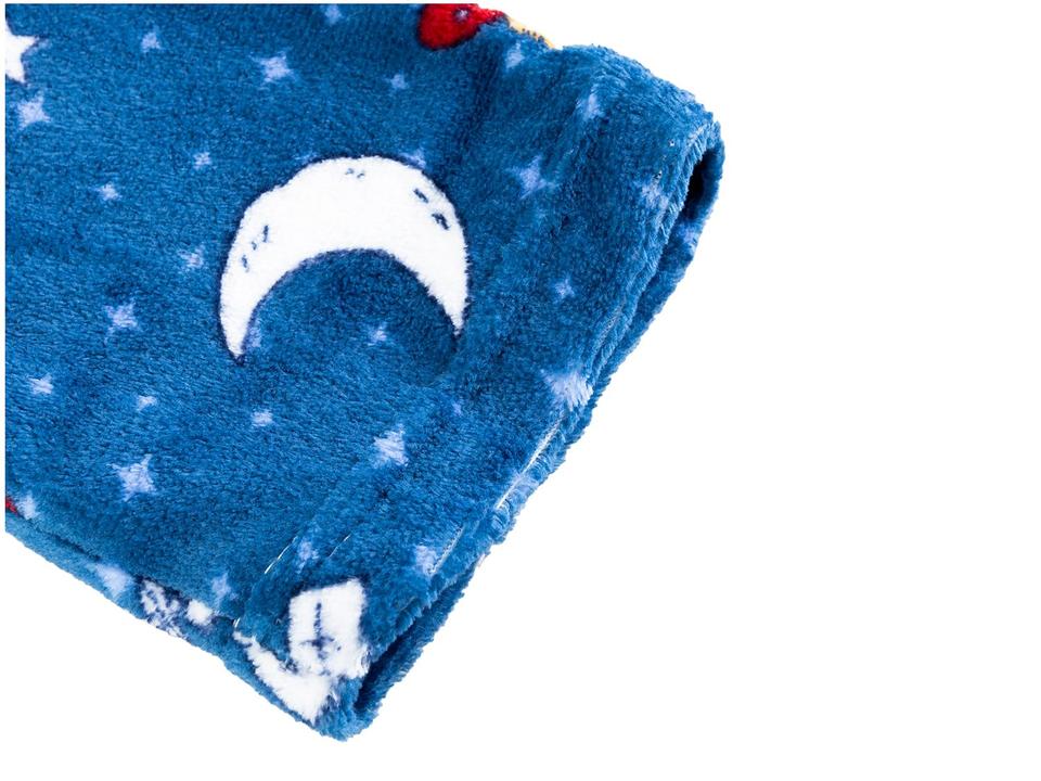 Roupão de Inverno Infantil de Microfibra Atlântica Sofisticata Kids Azul com Capuz - 5