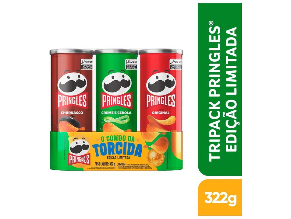 Salgadinho Festa do Futebol Pringles Churrasco Creme e Cebola e Original 322g - 3