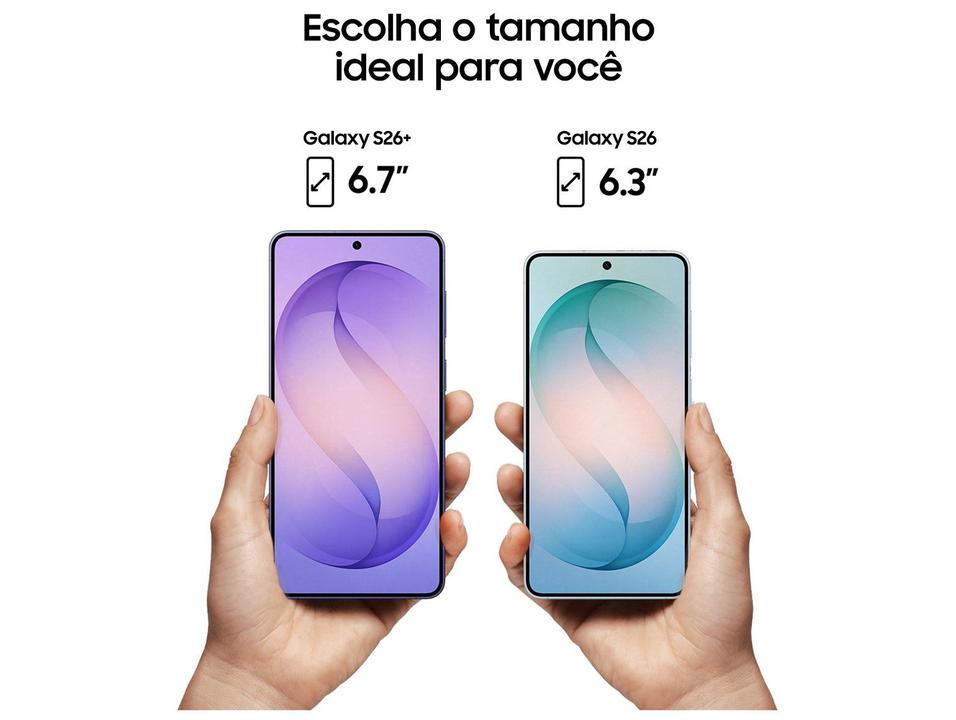 Samsung Galaxy S26 Preto 5G 256GB Galaxy AI 6,3" 12GB RAM Câm. Tripla 50+12+10MP Bateria 4300mAh Dual Chip - 5