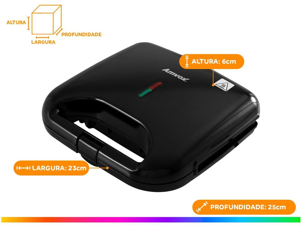 Sanduicheira Amvox AMS 370 Preta 750W - 12
