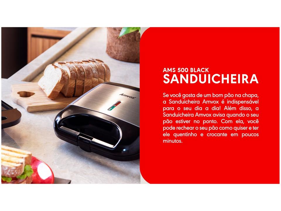 Sanduicheira Amvox AMS 500 Preta 750W - 10