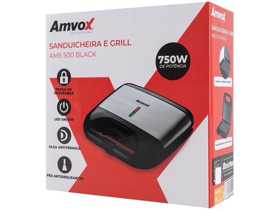 Sanduicheira Amvox AMS 500 Preta 750W - 8