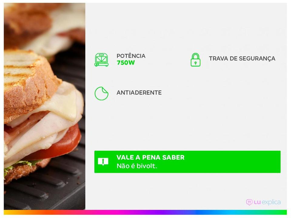 Sanduicheira Britânia Preta 750W BGR02PI - 1