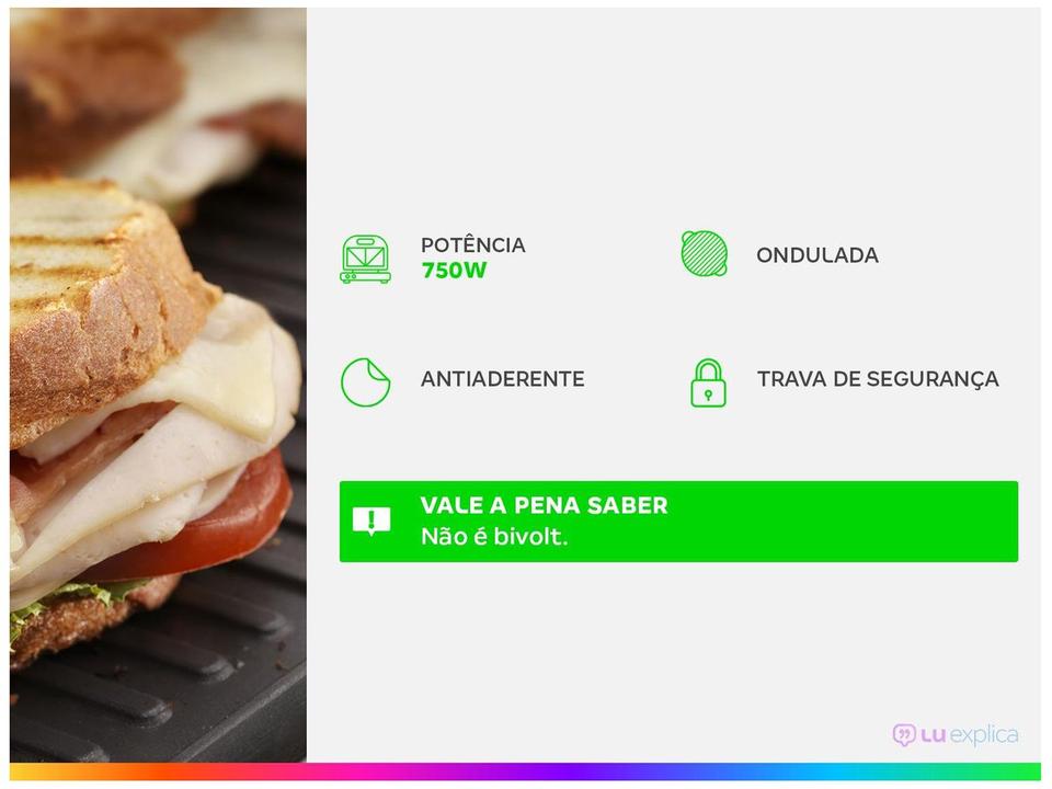 Sanduicheira Grill Amvox Vermelho 750W Lar - 1