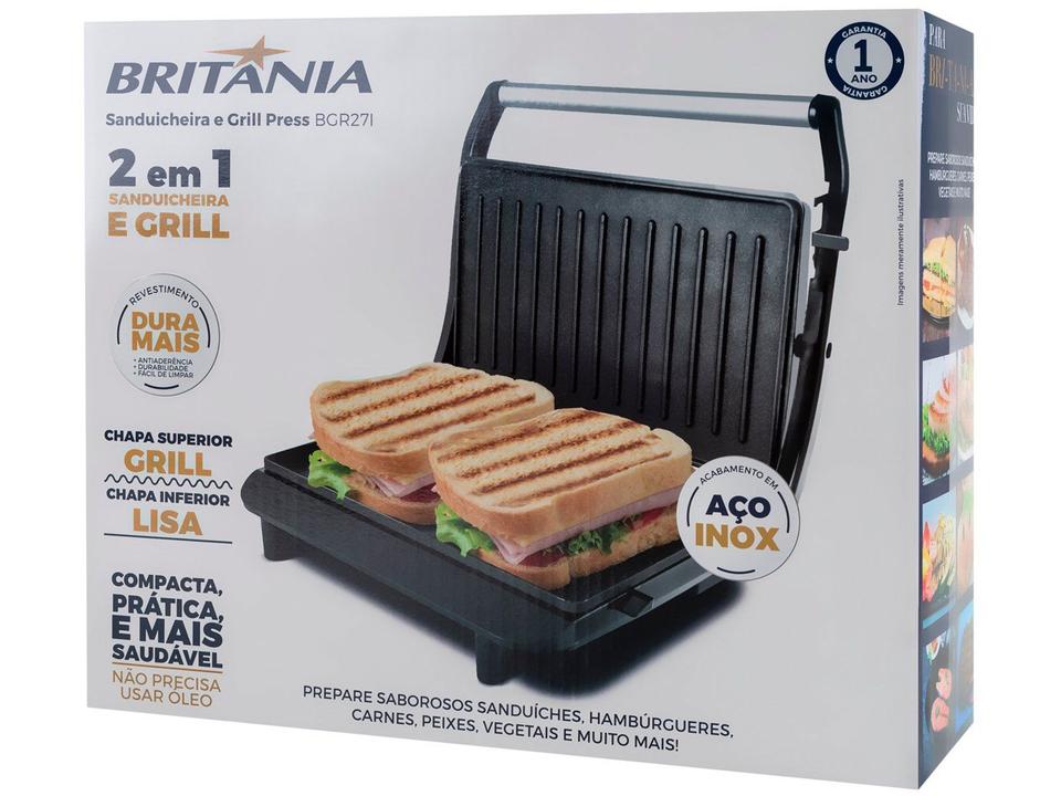 Sanduicheira/Grill Britânia Press BGR27I 2 em 1 Prata 850W Antiaderente - 7