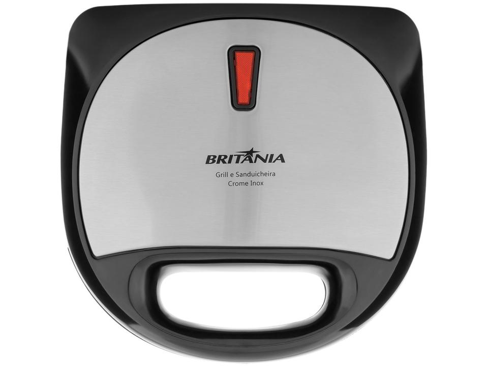Sanduicheira Grill Britânia Preto e Cinza 750W Antiaderente Crome - 5