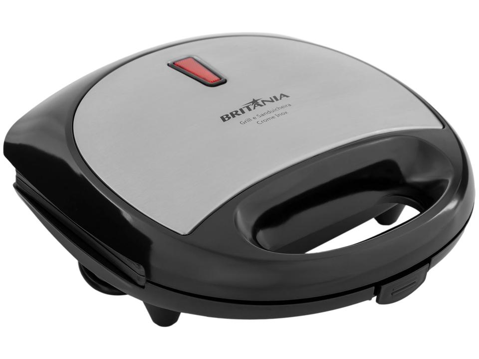 Sanduicheira Grill Britânia Preto e Cinza 750W Antiaderente Crome - 6
