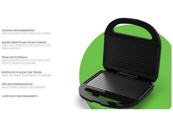 Sanduicheira Grill Cadence SanduGrill SAN230 750W Preta - 1
