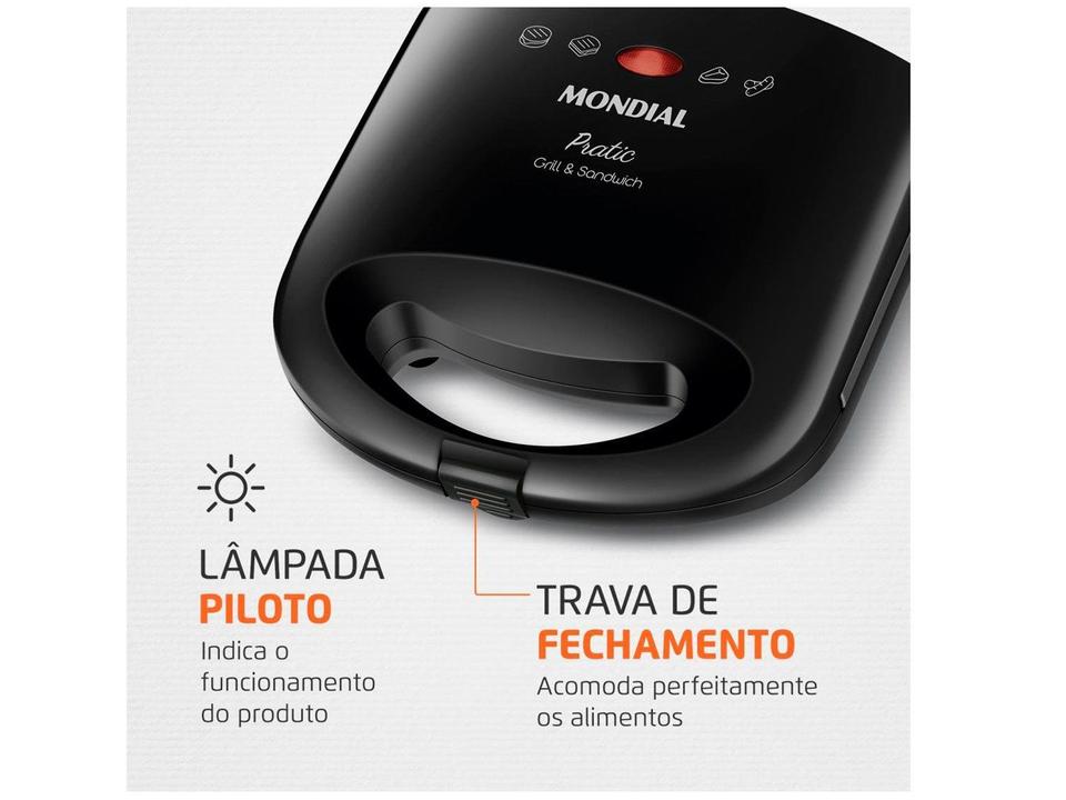 Sanduicheira/Grill Mondial Pratic SN-01 Preto 750W - 4