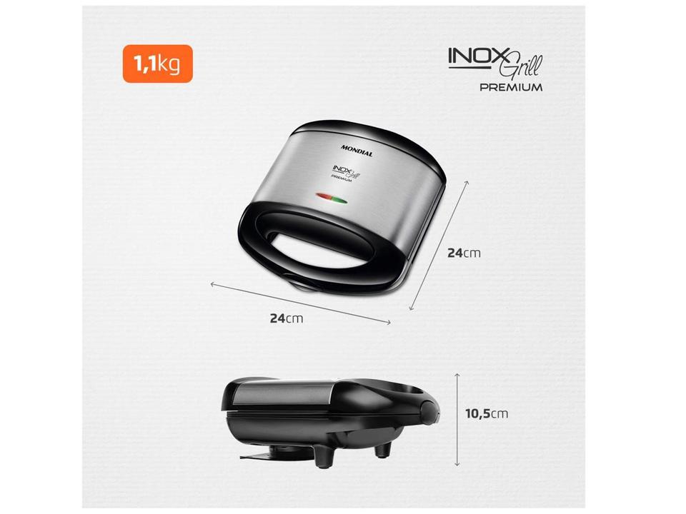 Sanduicheira Grill Mondial Premium S-07 Preta e Inox - 6