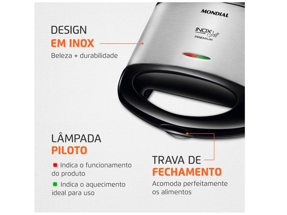 Sanduicheira Grill Mondial Premium S-07 Preta e Inox - 4