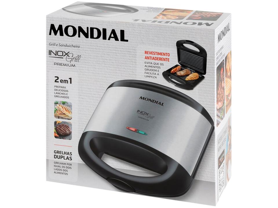 Sanduicheira Grill Mondial Premium S-07 Preta e Inox - 13