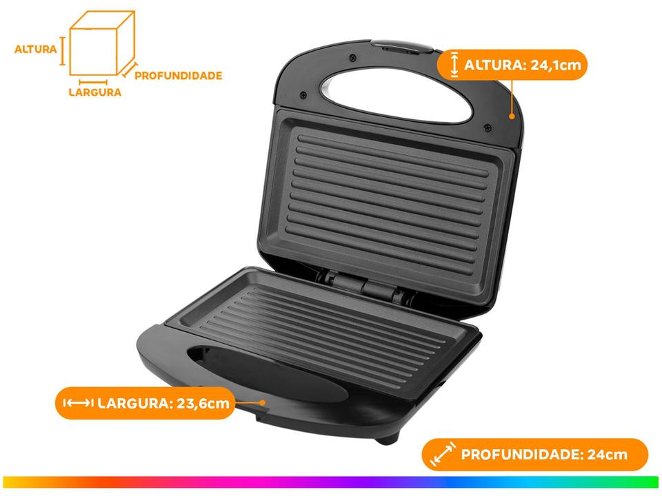 Sanduicheira Grill Mondial Premium S-07 Preta e Inox - 12
