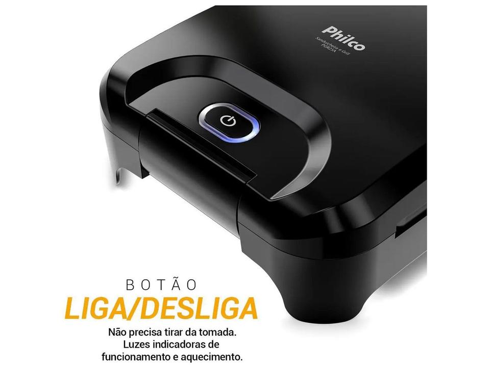 Sanduicheira Grill Philco Preta Antiaderente PGR25A 750W - 3