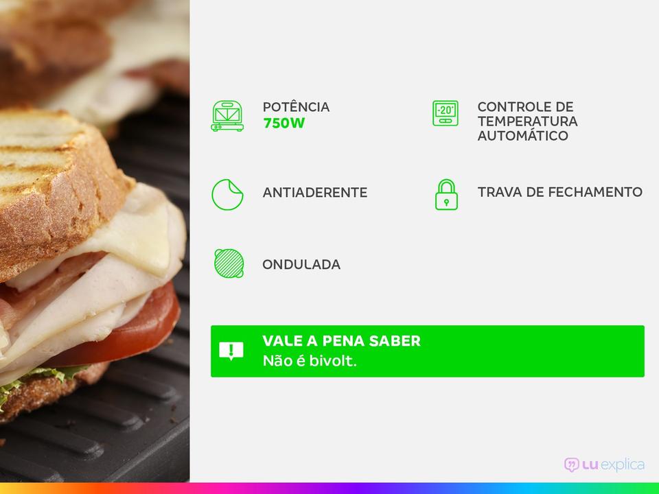 Sanduicheira Grill Ultra S-13 Preta 750W - 1