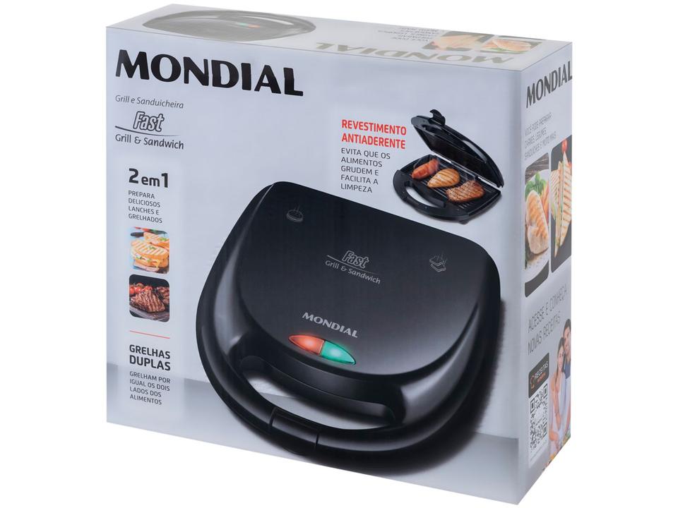 Sanduicheira Mondial Fast Grill S-12 Preta 750W Antiaderente - 14