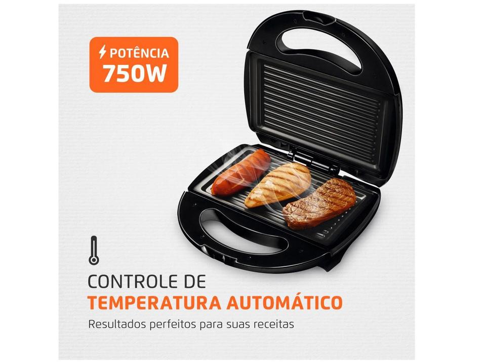Sanduicheira Mondial Fast Grill S-12 Preta 750W Antiaderente - 6
